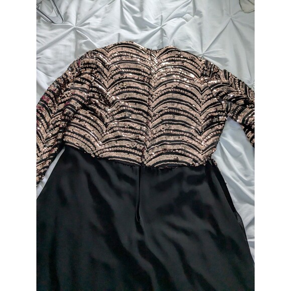 Sequin Jumpsuit Women’s L 12/14 Black Rose Gold Holiday Party Wedding NYE NWT - Picture 6 of 16